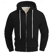 お買い得  メンズベーシックパーカー-男性用 パーカー フルジップパーカー パーカーをジップアップ ブラック ネービーブルー ライト ダックグレー グレー フード付き 平織り ポケット 日常 スポーツ 週末 ストリートファッション デザイナー カジュアル 秋 冬 衣類 パーカー トレーナー