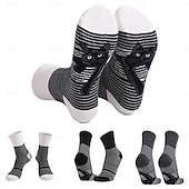 cheap Home Socks-Men's Socks Black and White Stripes Animal Cat Print Plus Size Unisex Mid-Calf Socks Comfortable Casual Wear for Men and Women