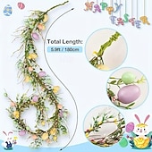 abordables Pâques-Guirlande de 1,80 m d'œufs de Pâques artificiels colorés, guirlande rustique printanière avec œufs pastel &amp;Des accents floraux parfaits pour les fêtes &amp;centre de table, décoration de table, couronne