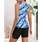 Χαμηλού Κόστους Surfing Tankinis και Bikinis-Γυναικεία Μαγιό Τανκίνι Δύο Κομμάτι Μαγιό Γραφική Φαρδύ μανίκι Προστασία UV Υψηλή Ελαστικότητα Αμάνικο Μαγιό Σέρφινγκ Καταδύσεις Ψαροντούφεκο Καλοκαίρι