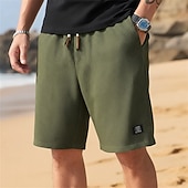 economico Pantaloncini casual-Per uomo Pantaloncini Waffle Pantaloncini Estivi Shorts da Spiaggia Pantaloncini casual Pantaloncini strutturati Coulisse Elastico in vita Tinta unica Comodità Lunghezza al ginocchio Quotidiano