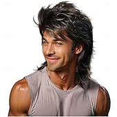 お買い得  歴史的なかつら-マレットウィッグ ブロンド 80年代 メンズウィッグ、パンクロッカーヘア パーティーコスチューム