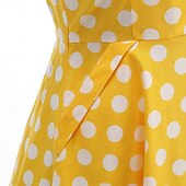 olcso Ruhák-1950-es Retró Rockabilly Déli Swing ruha Flare ruha Rövid ujjú Pöttyös Karcsúsított Jelmez Női Farsang Valentin nap Hétköznapi Hazaérkezés Retro témájú buli Felnőttek Ruha Tavaszi nyár