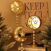 olcso Ramadan dekorációs fények-ramadan eid led dekoratív fényjelzés csillag hold vár beltéri hálószoba ünnepi hangulatú függőlámpa aa elemdoboz 30cm magasság