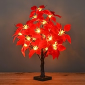 economico Luci decorative-Lampada decorativa con fiore finto cremisi da 60 cm/24 pollici, per capodanno e festa di primavera, per interni, camera da letto, comodino, soggiorno, sala da pranzo, decorazione da tavolo, lampada a