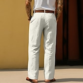 levne podnikání-Pánské Bavlněné plátěné kalhoty Kalhoty Letní kalhoty Volné kalhoty Plážové kalhoty Kapsy Pevná barva Pohodlné Prodyšné Denní Venkovní Plážové prázdniny Módní Černá Bílá Neelastické