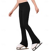 abordables Pantalones y Leggings de Patinaje Artístico-Pantalones de patinaje artístico para mujeres, niñas, hombres y niños, negros, elásticos, para entrenamiento, competición, ropa de patinaje, térmicos, cálidos, con cristales/diamantes de imitación, para patinaje sobre hielo, patinaje artístico.