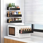 Недорогие Стойки для хранения-2 магнитных органайзера для холодильника с 4 съемными крючками, магнитная полка для хранения без сверления, боковая полка для хранения на холодильнике, компактные аксессуары для кухни и ванной,