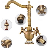 Недорогие Смесители для раковины в ванной-Ванная раковина кран - Вращающийся Хром Внешнее крепление Две ручки одно отверстиеBath Taps