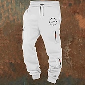 abordables Fret-Homme Pantalons Cargo Joggings Pantalon Jogger Pantalons Cordon de serrage Avec Poches Taille Élastique Drapeau Américain Confort Respirant Occasionnel Quotidien Extérieur Mode Style Classique Noir