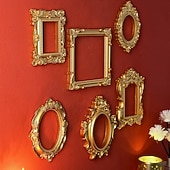 tanie Rzeźby-1 szt. Materiał żywiczny w stylu europejskim, trójwymiarowa, wzorzysta złota rama do dekoracji, dekoracja ścienna DIY, odpowiednia do zdjęć, dekoracja salonu, dekoracja miniaturowego domu