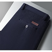billiga Klädbyxor-Herr Långbyxor Manchesterbyxor Casual byxor Klänning Byxor Fleecefodrad Solid färg Utomhus Fullängd Dagligen Formell Grundläggande Klassisk Blå 다크 카키 Hög midja Microelastisk