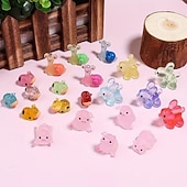 billige påske-100 stk håndlagde gjennomsiktige harpiksdyranheng til påskeeggfyll, enhjørning, kanin, hai, elefant og mer, fargerike minifigurer til festgaver, høytidsdekorasjoner, samleobjekt til hjemmet