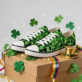 halpa Naisten kengät-naisten Pyhän Patrickin päivän lenkkarit apilanlehden kukkakuviolla – mukavat nauhalliset kangaskengät paraateihin, festivaaleille ja vapaa-aikaan