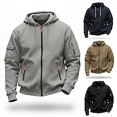  Hombre Sudadera Sudadera con capucha y cremallera completa Sudadera con capucha de lana Negro Azul Marino Color Camello Gris Claro Gris Oscuro Con Capucha Plano Retazos Deporte Diario Festivos