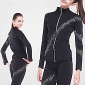 preiswerte Eiskunstlauf Trainingsoutfit-Eiskunstlauf-Jackett und -Hose Damen Mädchen Eislaufen Hosen / Regenhose Leggings Austattungen Schwarz Blau Fuchsie Vlies Spandex elastisch Ausbildung Praxis Wettbewerb Eiskunstlaufkleidung warm