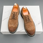 Χαμηλού Κόστους Μπρογκ παπούτσια-Ανδρικά καφέ σουέτ μπρογκ παπούτσια, άνετα και μοντέρνα, ευέλικτα υποδήματα για casual και ημιεπίσημες εκδηλώσεις