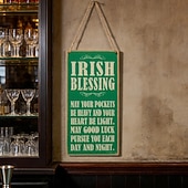  Szent Patrik napja ír áldás fa függő tábla ír söröző rusztikus falidísz a házba bárba pubba játékszobába jó szerencse és inspiráló idézet dekoráció