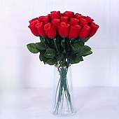 economico Fiore finti-50 mazzi di rose artificiali, rose finte in tessuto per San Valentino, romantiche composizioni floreali finte per l'arredamento del soggiorno, forniture per matrimoni