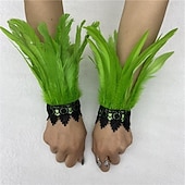 abordables Accesorios-Carnaval 2026 Accesorios de Samba del Carnaval de Río Muñequeras de Plumas Negras con Encaje - Pulseras Elegantes para Fiestas Gatsby Disfraz de Festival de Brasil