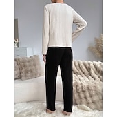 Χαμηλού Κόστους Ημέρα του Αγίου Βαλεντίνου Ύπνος &amp; Χαλάρωση-Γυναικεία Σετ Πυτζάμες Καθημερινό Ανατομικό Καρδιά Ελαστική μέση Μπλουζάκι Παντελόνι Καθημερινά Σπίτι Μακρυμάνικο Στρογγυλή Ψηλή Λαιμόκοψη Μαύρο Ανθισμένο Ροζ Ρουμπίνι Πράσινο του τριφυλλιού