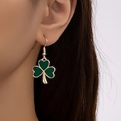 olcso Szent Patrik napja-1 pár Szent Patrik-napi fülbevaló nőknek, divatos, lógós zöld lóhere alakú ír fesztiválékszer, ünnepi ajándék