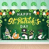 cheap Holiday Tapestries-Happy St. Patrick's Day Tapestry, Green &amp; Gold Irish Themed Wall Hanging, Shamrock &amp; Leprechaun Design, Festive Home Décor for St. Patrick's Day Celebration.