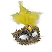 billiga Tillbehör-Kvinnors Grön Fjäder Venetiansk Maskeradmask - Lyxig Barock Crystal-Pyntad Karneval Kosttillsats för Venedigfestivalen Mardi Gras  Maskeradfester