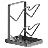 olcso Konyhai tárolás-konyhai edényfedő tárolóállvány, edényfedő vágódeszka tartó kivehető csepptálcával, helytakarékos konyhai edényfedő szervező állvány pultra