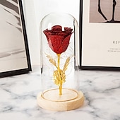 billiga Dekorativa ljus-Moderskapsdag Simulerad Ros LED Dekorativ Nattlampa 21.5 * 11.5CM Gåva till Flickvän Hustru och Mor Glas Lock AAA Batteribox Inomhus Sovrums Ornament Ljus Atmosfärsljus