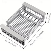 olcso Tárolóállványok-bővíthető rozsdamentes acél mosogató fölé helyezhető edénytartó &amp;Összecsukható csepegtetőkosár konyhai szervező edényekhez, poharakhoz és zöldségekhez, többszintes kialakítás a hatékony mosáshoz és