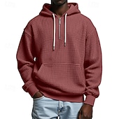abordables sweats à capuche basiques pour hommes-Homme Sweat à capuche Sweat à capuche gaufré Violet Gris Clair À capuche Uni Poche kangourou Texturé Occasionnel Quotidien Sport &amp; Loisir Streetwear Frais Vêtements de sport Printemps &amp; Automne