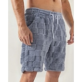 cheap Casual Shorts-Men's Shorts Casual Shorts Pocket Elastic Waist Fleece Plain Warm Breathable Knee Length Outdoor Vacation Daily Wear Vacation Fashion Black Gray Micro-elastic