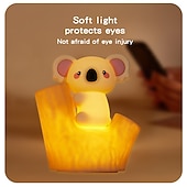 cheap Nursery Night Lights-7-Color Gradient Koala Soft Silicone Patting Light Usb Charging Nightlight Timer Christmas New Year Festival Birthday Gift Bedroom Atmosphere Light