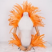 Χαμηλού Κόστους αξεσουάρ-Καθαρενικά 2026 Ρίο Καρναβάλι Σάμπα Αξεσουάρ Καρναβάλι Κόκκινο Και Κίτρινο Φτερό Στολή Σετ Μανίκι Ωμού  Καλύμματα Βραχίονα Για Μάρντι Γκρας Χορό Πάρτι Βραζιλία Φεστιβάλ Ενδυμασίας