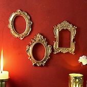 tanie Rzeźby-1 szt. Materiał żywiczny w stylu europejskim, trójwymiarowa, wzorzysta złota rama do dekoracji, dekoracja ścienna DIY, odpowiednia do zdjęć, dekoracja salonu, dekoracja miniaturowego domu