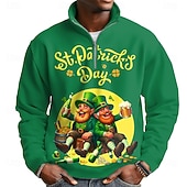 levne Mikiny na Den svatého Patrika-Mikina pro muže na Den svatého Patrika s shamrockem móda přehnaná party vysoký límec venkovní streetwear klubová party zelená 2 zelená zipovací podzim zima designér S M L XL XXL XXXL