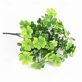 cheap St. Patrick's Day-10pcs Artificial Shamrock Plants, Green Faux Clover Stems for Home, Office, Store &amp; Mall Decor, Ideal for Flower Arrangements, Weddings, Engagements, Anniversaries, Parties &amp; Year-Round Festive Decorations