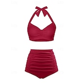 economico Surfing Tankinis &amp; Bikinis-Per donna Costume da bagno Bikini a vita alta con volant 2 pezzi Tropicale Senza schiena Protezione UV Alta elasticità Senza Maniche Costume da Bagno Surf Immersione Snorkeling Estate