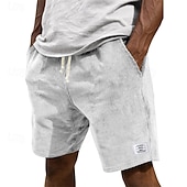 cheap Casual Shorts-Men's Shorts Casual Shorts Corduroy Shorts Pocket Elastic Waist Plain Comfort Breathable Knee Length Outdoor Vacation Daily Wear Vacation Fashion White Navy Blue Micro-elastic