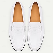 Χαμηλού Κόστους Δερμάτινα Loafers Premium-Ανδρικά λευκά δερμάτινα μοκασίνια – δερμάτινα παπούτσια υψηλής ποιότητας με απλή κομψότητα για casual και επίσημες περιστάσεις
