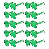 baratos Dia de São Patricio-Conjunto de 10 óculos com trevo de quatro folhas verde-irlandês para o Dia de São Patrício - acessórios de festa e fantasias de trevo da sorte.