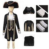 levne oblečení-250. výročí USA Rokoko Barroco Úbory Dlouhé rukávy George Washington Koloniální Revoluční válka Maškarní kostým Chlapecké Karneval Den nezávislosti 4. července Dětské Kabát Kalhoty Límeček