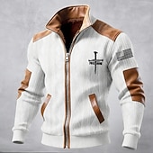 economico Giubbotti Casual-Per uomo Cappotto Invernale Giacca in Pile Giacca Casual Quotidiano All'aperto Calore Termico Jacquard Tasca Autunno Inverno Bandiera Blocco di colori Streetwear Quotidiano Collo alla coreana Regolare