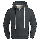 お買い得  メンズベーシックパーカー-男性用 パーカー フルジップパーカー パーカーをジップアップ ブラック ネービーブルー ライト ダックグレー グレー フード付き 平織り ポケット 日常 スポーツ 週末 ストリートファッション デザイナー カジュアル 秋 冬 衣類 パーカー トレーナー