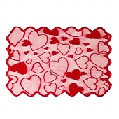 cheap Placemats &amp; Coasters &amp; Trivets-Valentine's Day Heart Lace Table Runner and Placemat Set, Red Cupid Design, Perfect for Weddings, Romantic Dining, Festive Decor, Ideal for Valentine's Day Home and Table Decorations