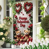 levne Garážové a dveřní bannery-Valentýn Plakáty Kryt dveří Venkovní bannery 小熊 láska Srdce Roztomilý Romantické 3D Večírek Koleje Střelecké pozadí Vchodové dveře Dekorace pro návrh na sňatek Bytové dekorace