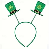  6 diademas para el Día de San Patricio, mini sombreros verdes con plumas para festivales irlandeses. &Lentejuelas, accesorios de fiesta de trébol para mujeres y niños, disfraz del Día de San Patricio