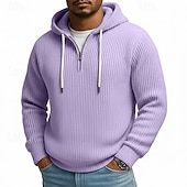 billiga bashuvtröjor för män-Herr Huvtröja Manchestertyg Tröja Huvtröja med dragkedja i Quarter Ljusgrå Huva Slät Dragkedja Strukturerad Ledigt Dagligen Sport &amp; Utomhus Polyester Streetwear Häftig Sportkläder Vår &amp; Höst Kläder