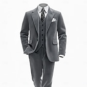 ieftine Costume formale-A bărbaților Costum din catifea reiată Casual Afaceri Negru Verde mentă Toamna iarna Costum Rever Clasic Modă Zilnic Dungi Fit adaptat Set 2 piese Un singur rând, un nasture